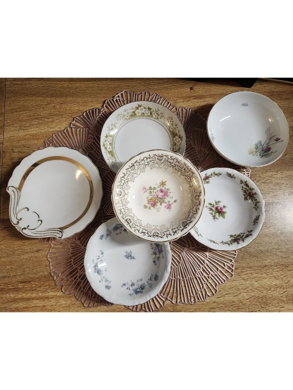 Colorful Mismatched Fine China Berry Dessert Bowls Porcelain Eclectic Set of 6